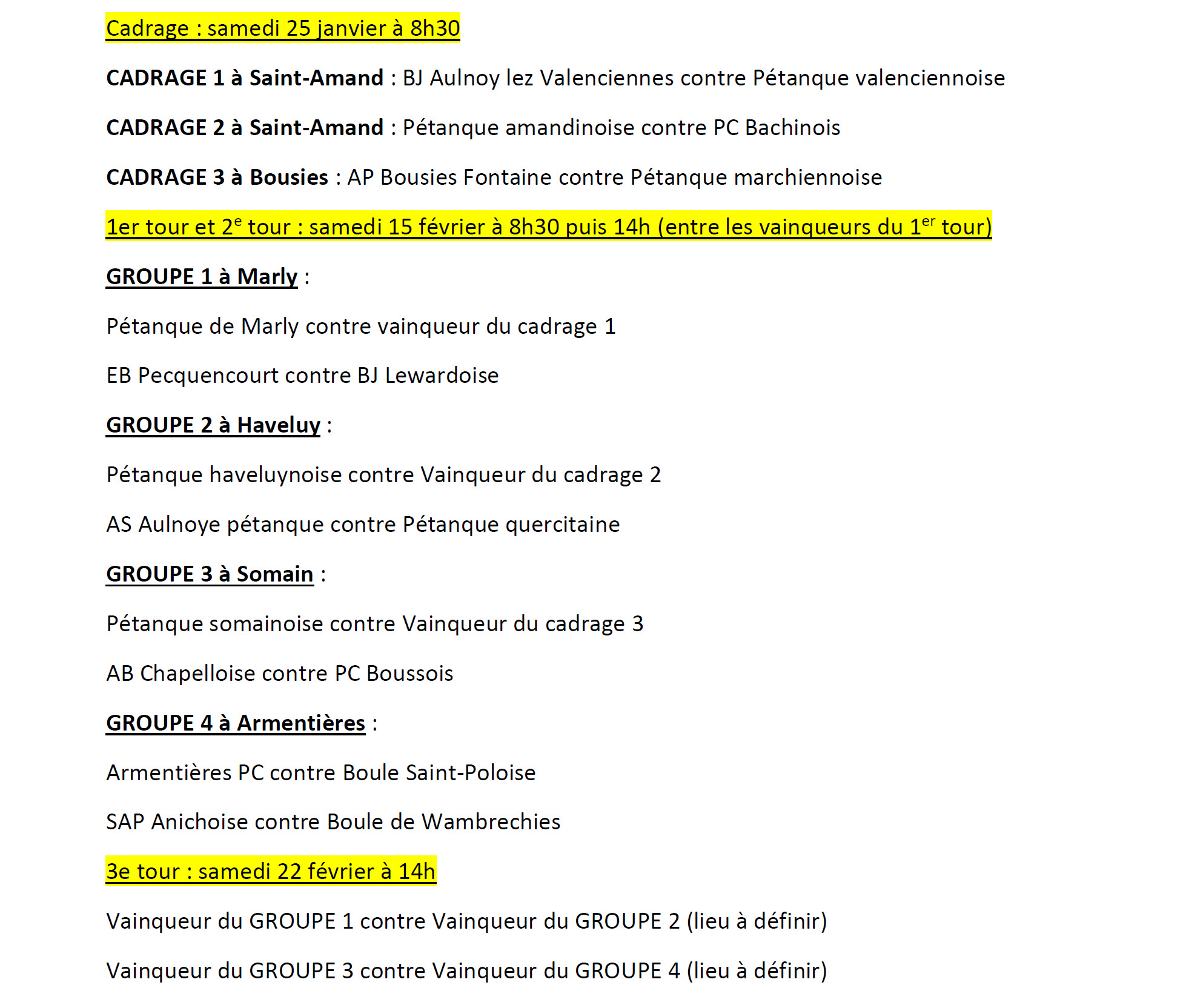 Calendrier Departemental Coupe de France Jeu Provencal 2025