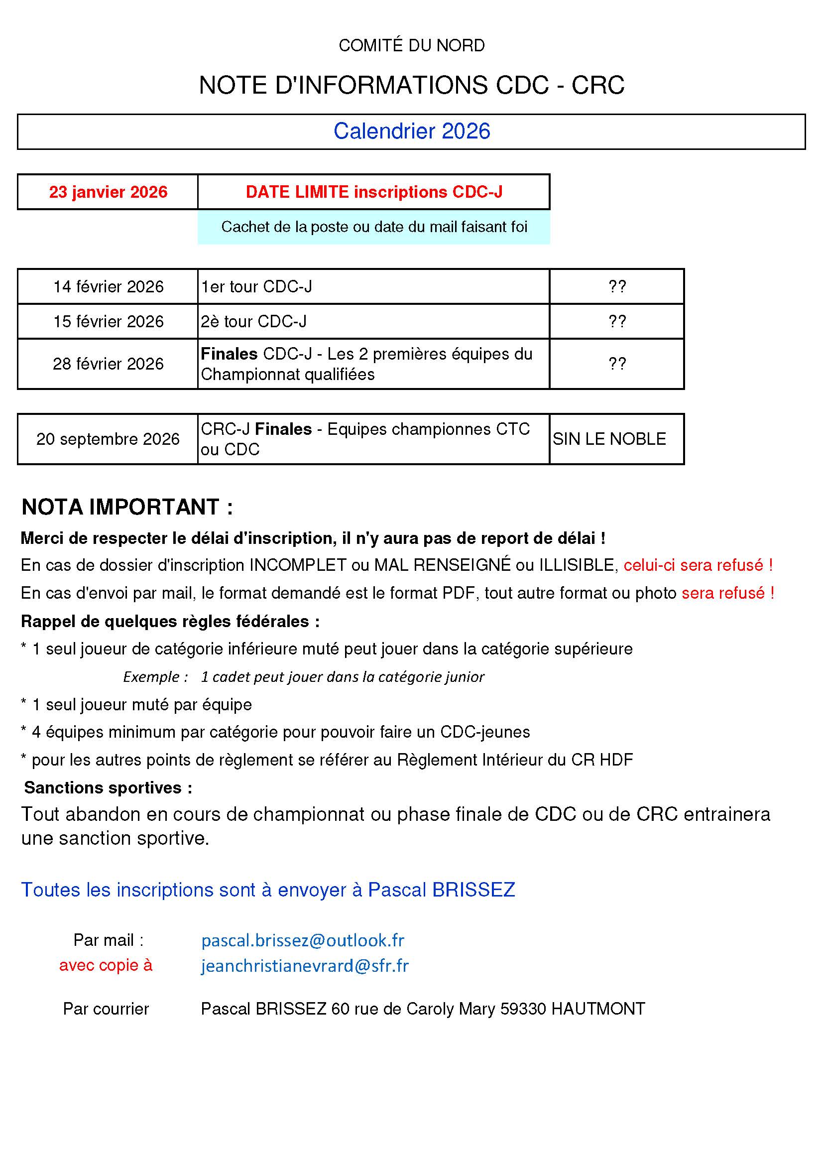 2026   Note INFOS CDC