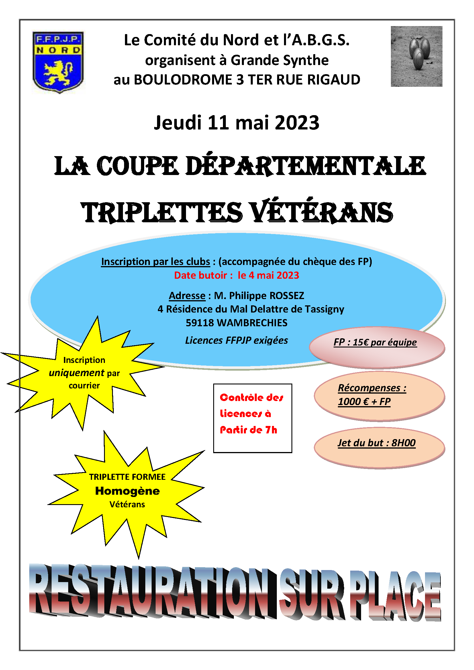 Affiche coupe départementale triplette vétérans ABGS