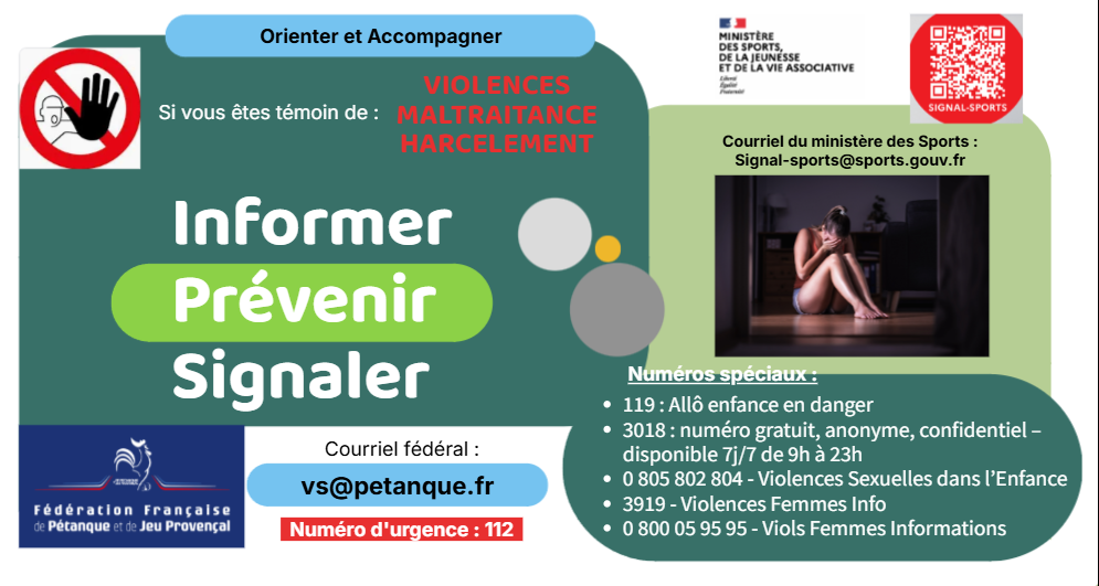 Affiche boulodrome information violences